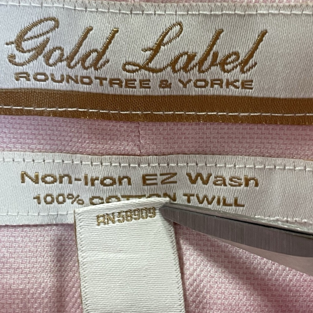 NWT Roundtree & Yorke Gold Label Mens 20 34/35 Shirt Pink Non Iron EZ Wash READ - Picture 10 of 10